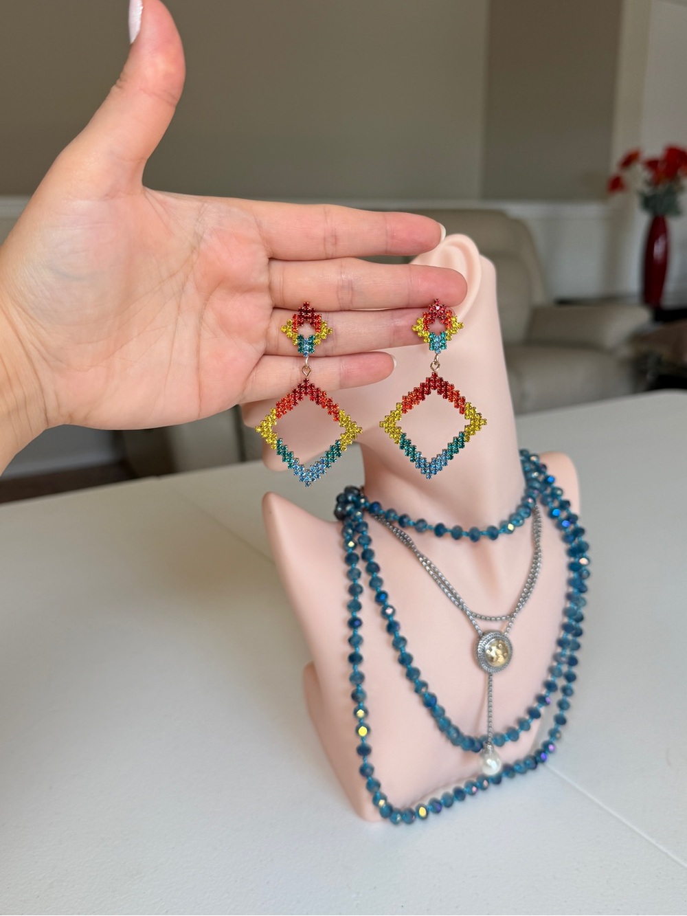 Colorful Drop Dangle Earrings - Multicolor - Picture 9 of 12